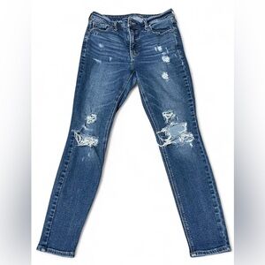 Old Navy Women's Distressed Skinny Jeans - Blue